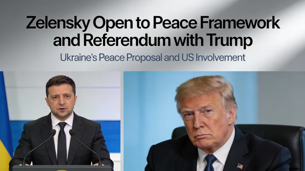 Zelensky open to peace framework and referendum with Trump ahead of planned meeting on war settlement showing leaders in discussion